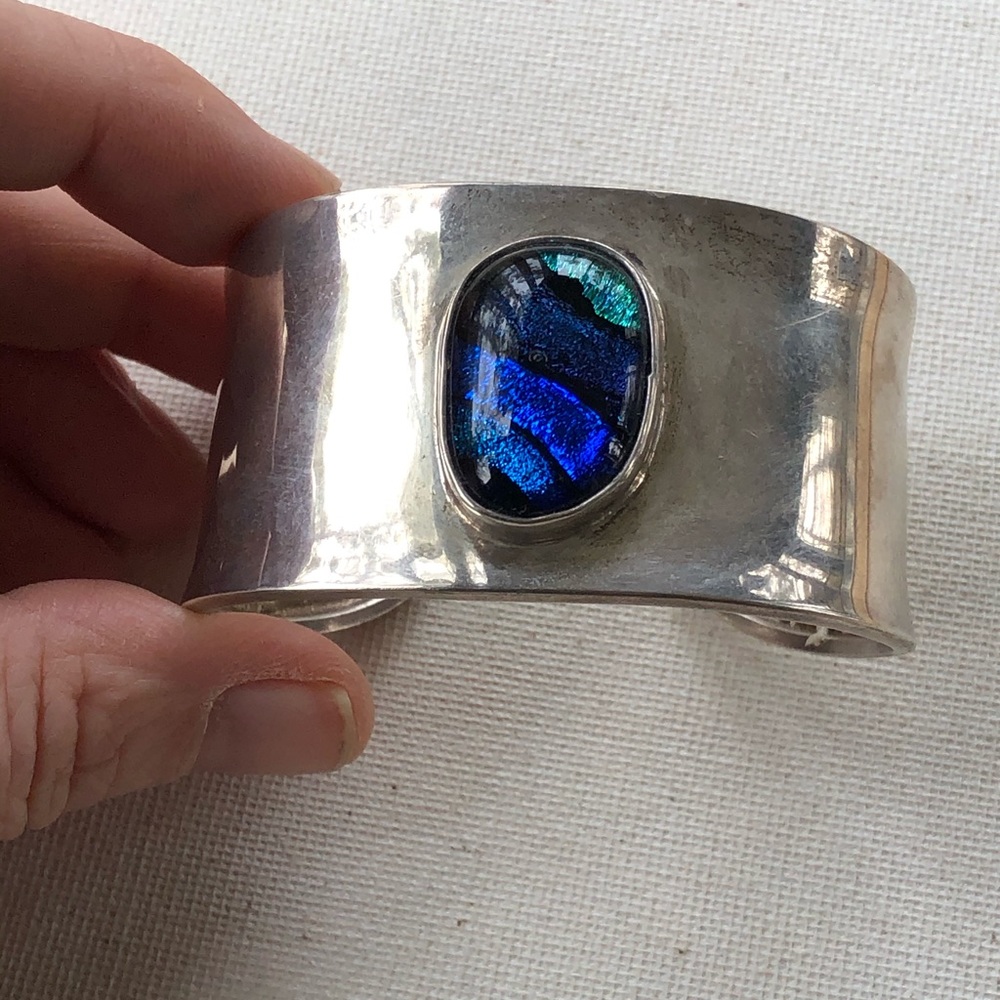 Diachronic glass and sterling cuff